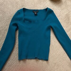 Teal blue Long Sleeve Ribbed Top